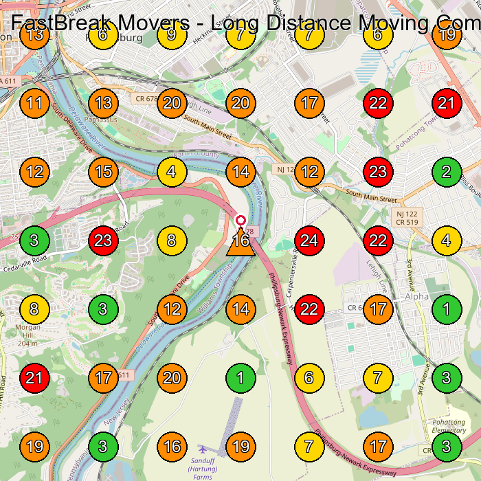 FastBreak Movers - Long Distance Moving Company NJ Moving Company GeoGrid ranking map for None